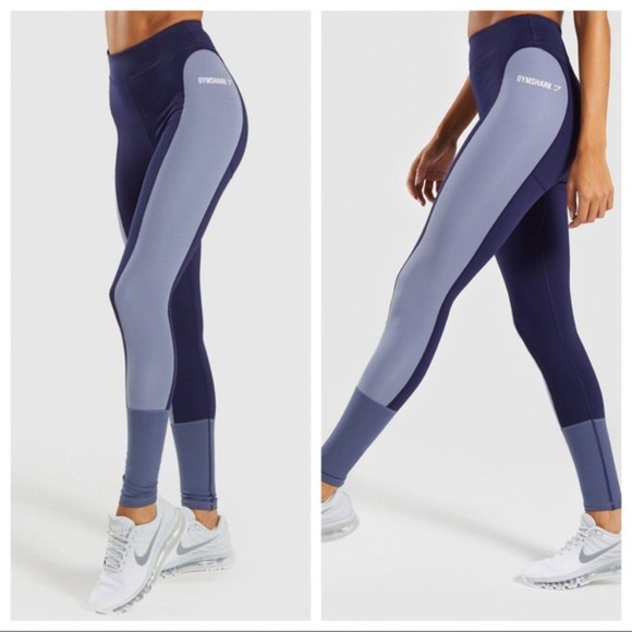 Gymshark Pants - NWT Gymshark Small Illusion Leggings Navy Blue Steel Blue Night Shadow Size S